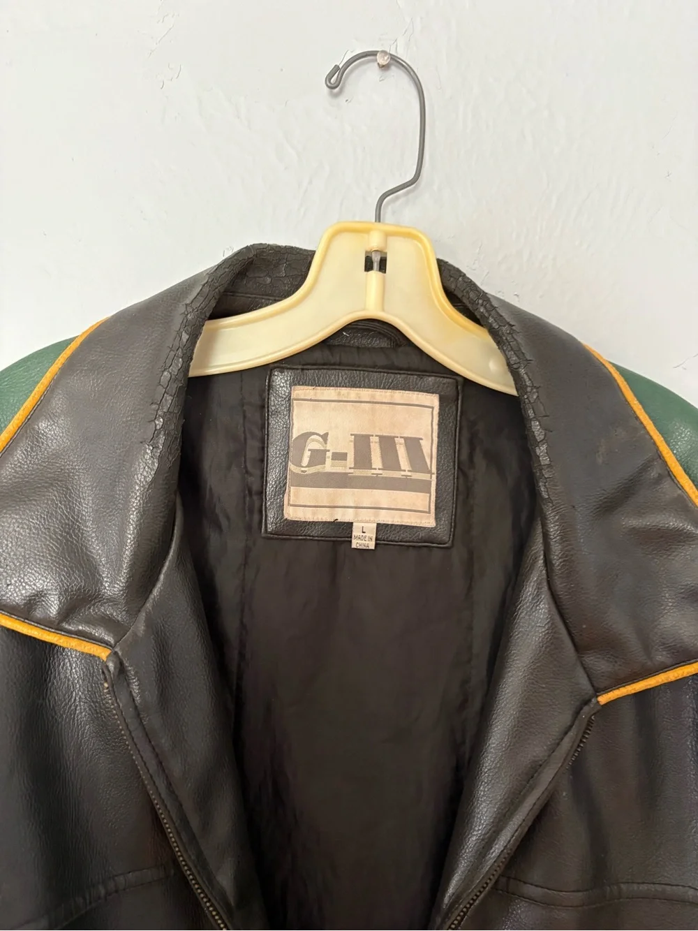 Vintage Packers Black & Green Leather Jacket